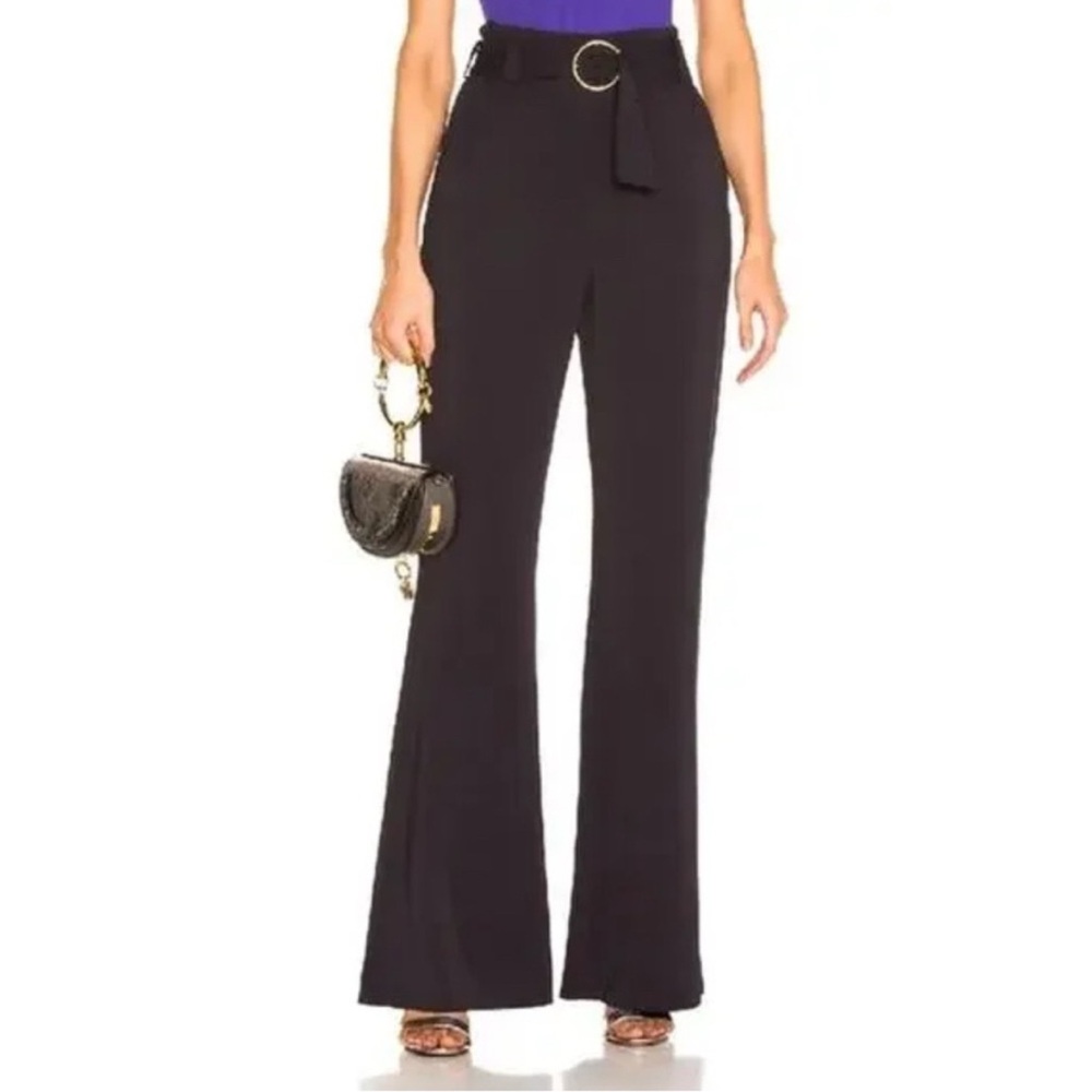 A.L.C Foster Belted Flare Leg High‎ Rise Crepe Pants Trousers Size 8 in Black